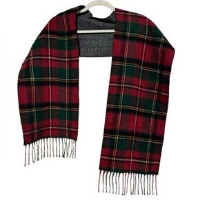 Chaos NwT Plaid Herringbone Fringe Scarf Red Green Holiday Christmas Festive